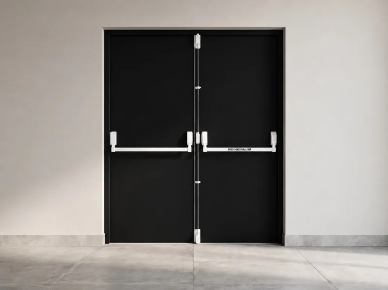 porta corta fogo dupla cinza