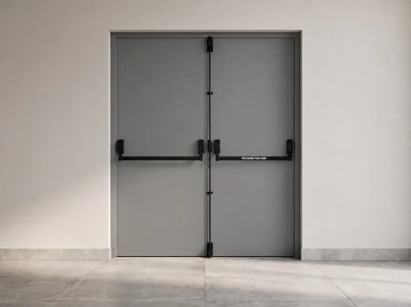 porta corta fogo dupla cinza